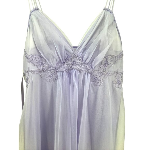 Vintage 90s Y2K Slip Dress Lingerie Satin Lace Purple Warners Intimates Medium M - Picture 5 of 8